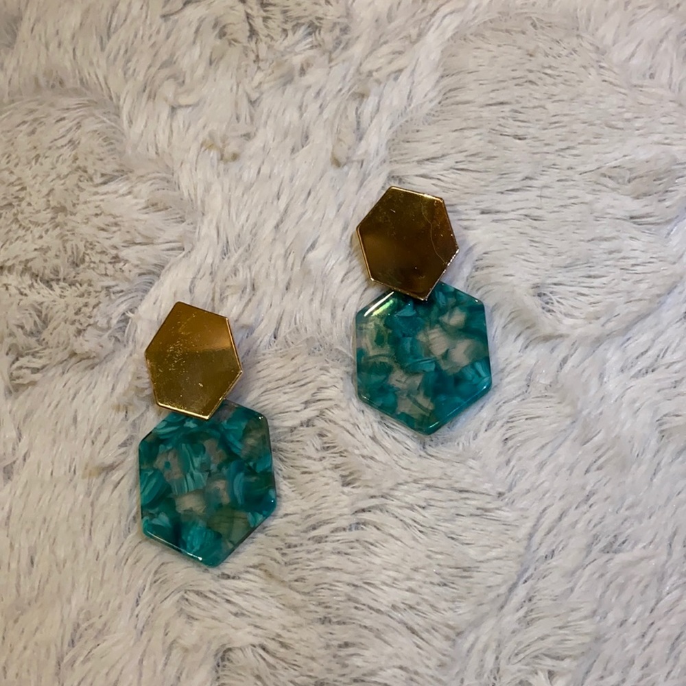 Gold and blue earrings